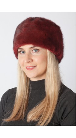 Red-cherry mink fur hat